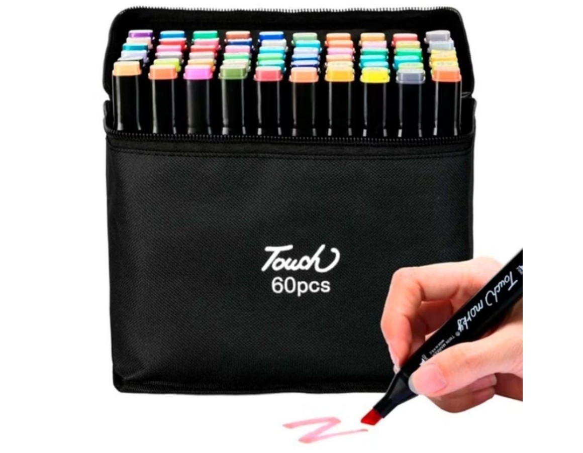 KIT 60 CORES CANETAS PONTA DUPLA JB-1005