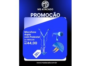 MICROFONEC/ PEDESTAL DUPLO AZUL INFANTIL